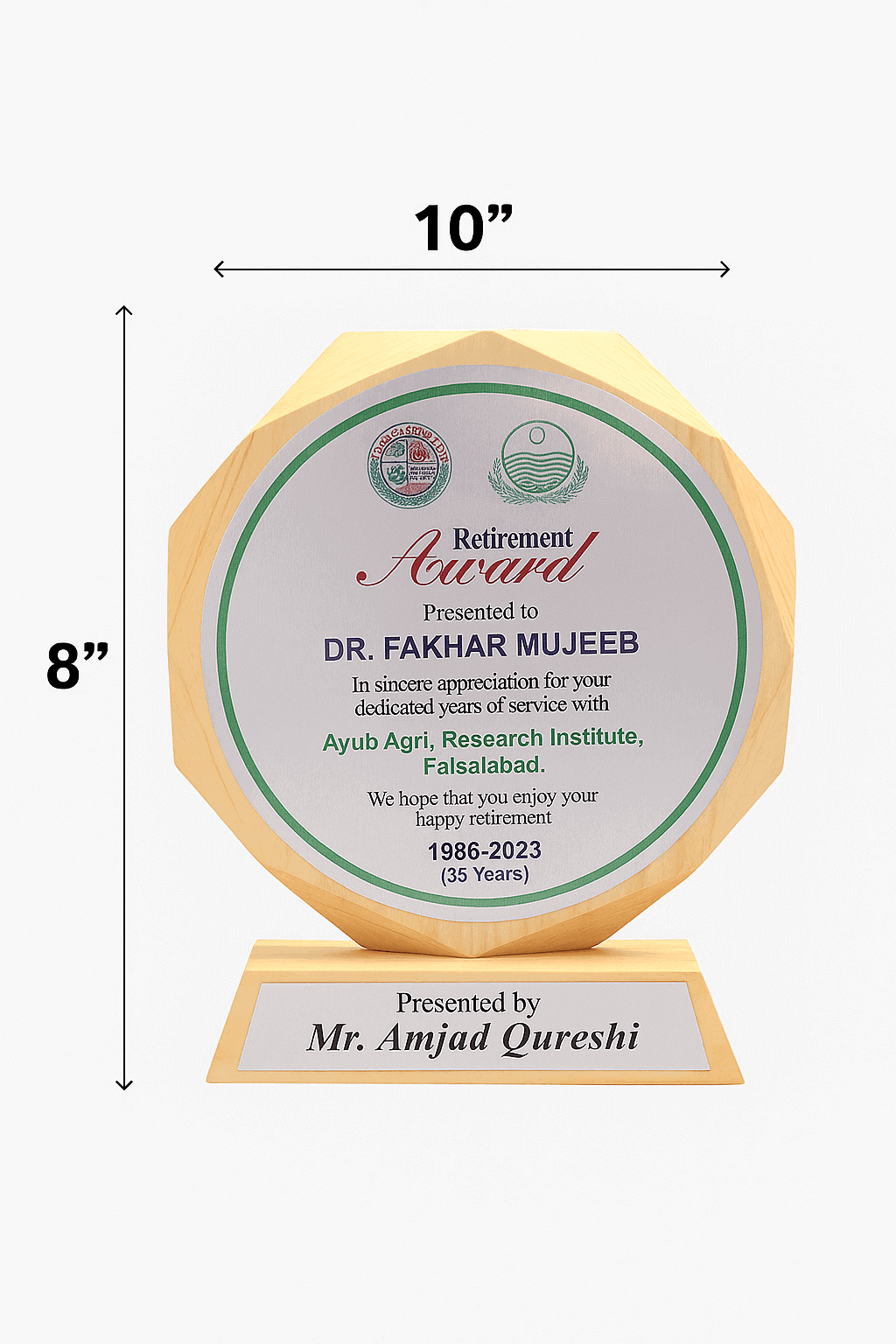 Round Wooden Award Shield Custom Award Shields Retirement Award Shield Printing Wooden Shield Printing Click To Print Award Shields